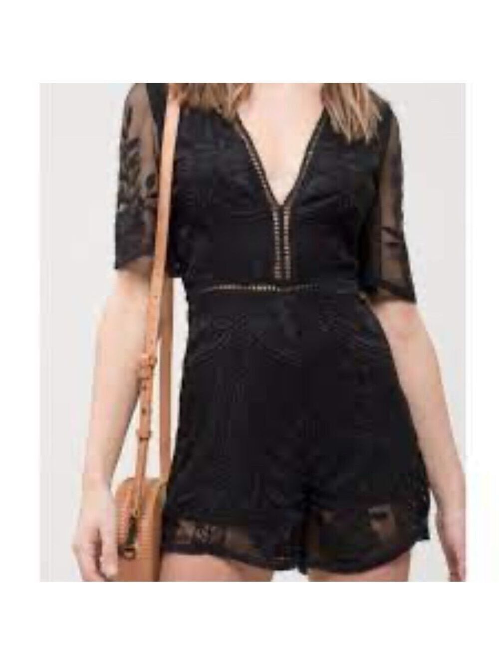 Blu Pepper Short-Sleeve Lace Boho Romper